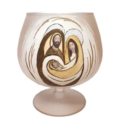 Kaarsenhouder Heilige Familie gouden - D 12 Cm