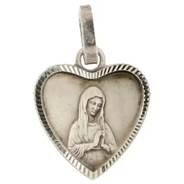Medaille en métal argenté de la Vierge de Banneux 12 mm