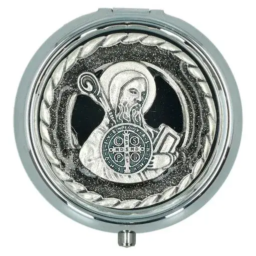 Chapelet St Benoît + Boîte métal émail noir