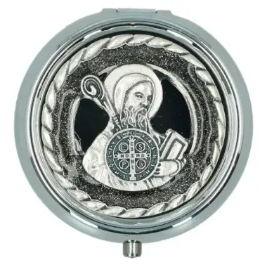 Chapelet St Benoît + Boîte métal émail noir