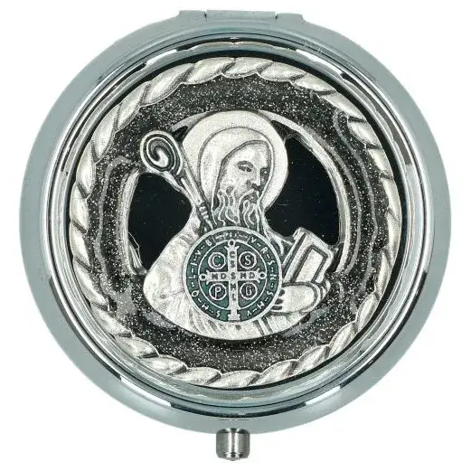 Chapelet St Benoît + Boîte métal émail noir