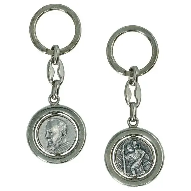 Porte-Clefs Tournant St Padre Pio / St Christophe