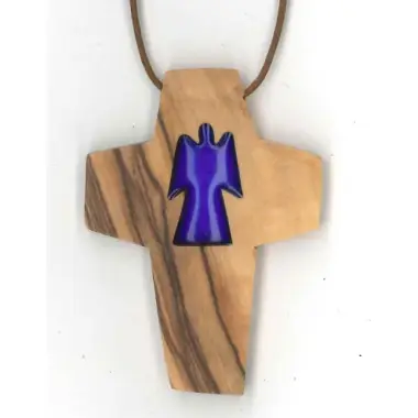 Cross on cord 50 x 35 mm Olive wood