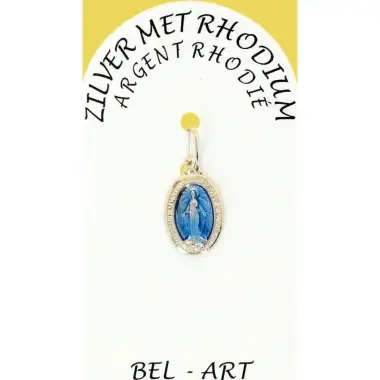 Médaille Argent Rhodié - Miraculeuse - 12 mm - Email Bleu