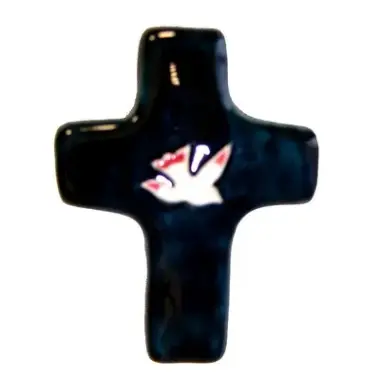Croix Céramique - 11 X 8 cm - Vert Foncé