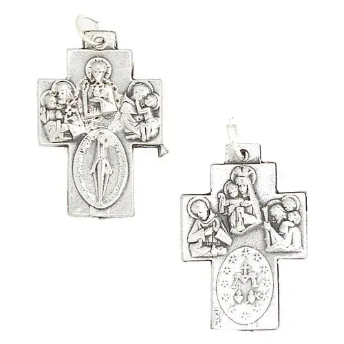Cross various Saints 24 mm silver Metal