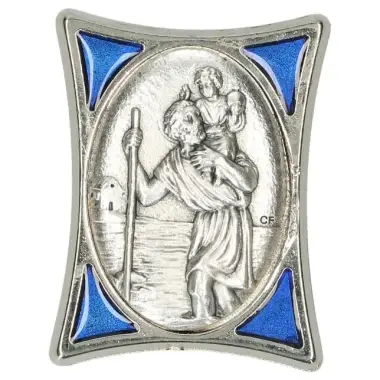 Méd. Aimantée St Christophe 30X40 mm Email bleu