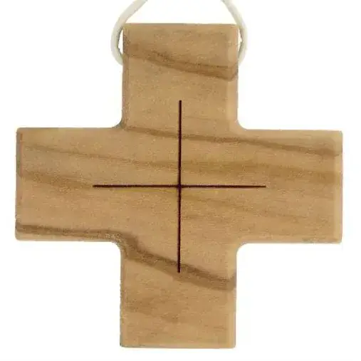 Croix d'aube en bois d'olivier - 47 x 47 mm