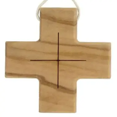 Croix d'aube en bois d'olivier - 47 x 47 mm
