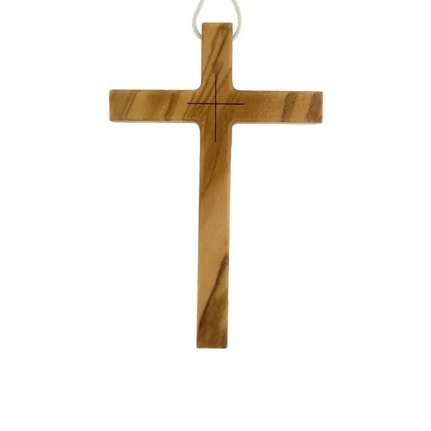 Croix d'aube en bois d'olivier - 58 x 37 mm