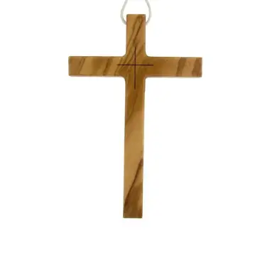 Croix d'aube en bois d'olivier - 58 x 37 mm