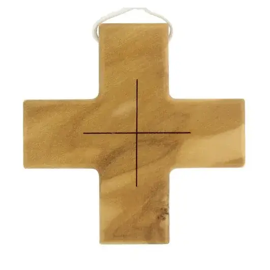 Croix d'aube en bois d'olivier - 57 x 57 mm