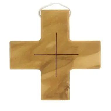 Croix d'aube en bois d'olivier - 57 x 57 mm