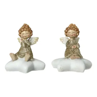 Gouden engel op ster 9 cm