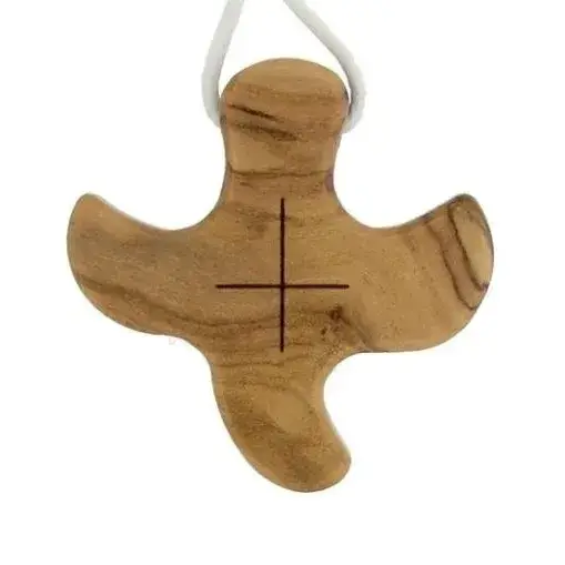 Croix d'aube en bois d'olivier - 33 x 33 mm