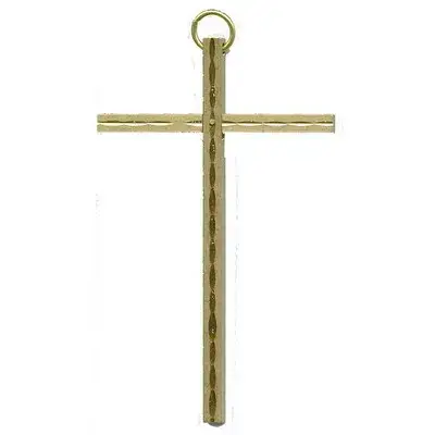 Croix Murale - 10 cm - Laiton martelé