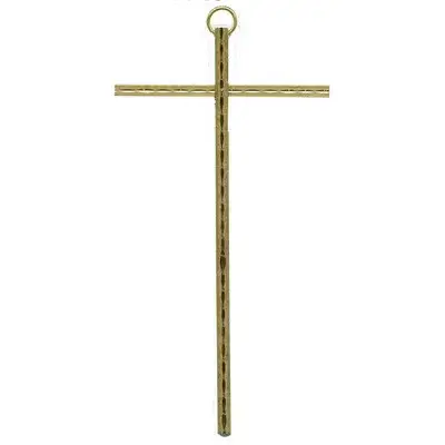 Croix Murale - 15 cm - Laiton martelé