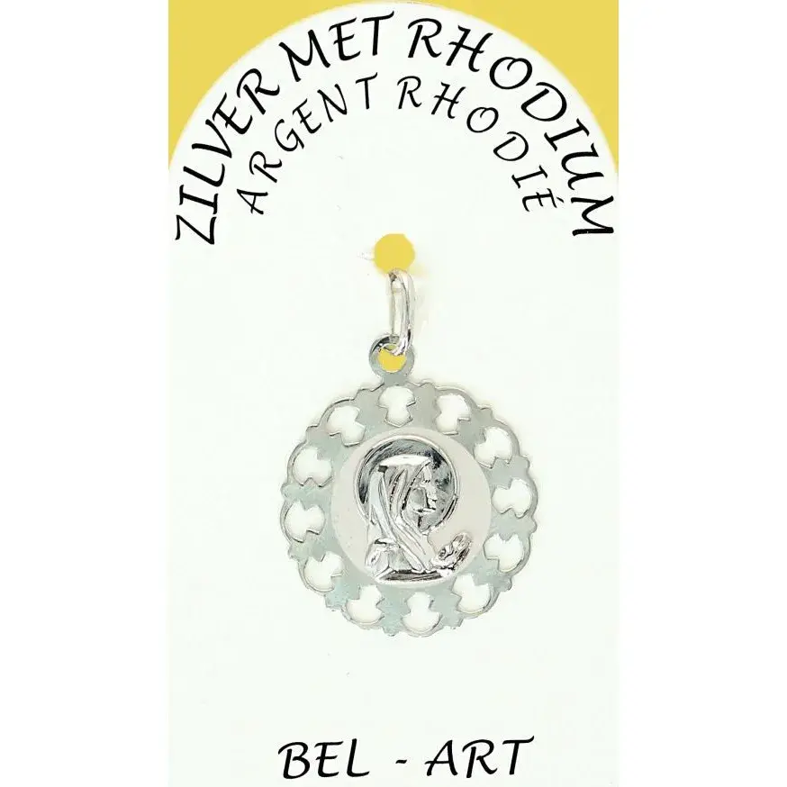 Médaille Argent Rhodié - Vierge priante 20 mm
