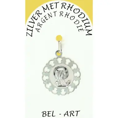 Médaille Argent Rhodié - Vierge priante 20 mm