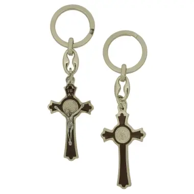 Porte-Clefs - St Benoît - Métal Argenté + Email