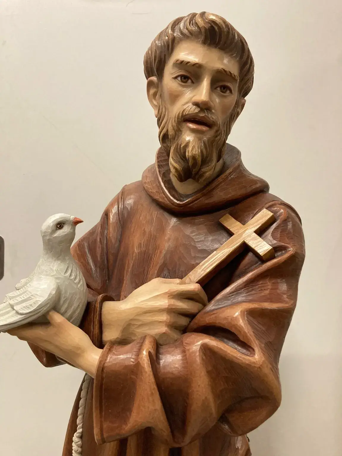 Statue de Saint François en bois sculpté