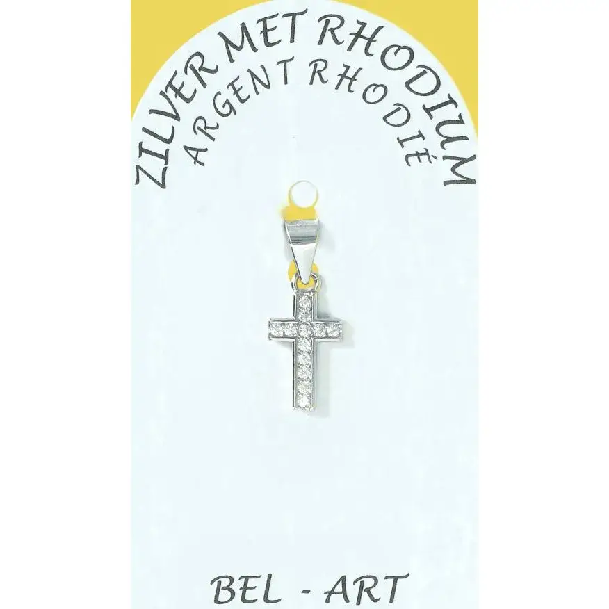 Croix Argent avec zircons - 12 X 7 mm