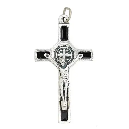 Sint-Benedictuskruis - 39 mm - Zwart / Verzilverd