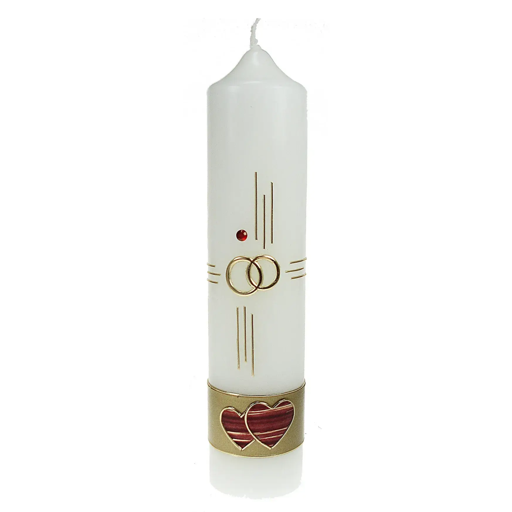 Cierge de mariage - 265 x 60 mm - alliances/coeurs