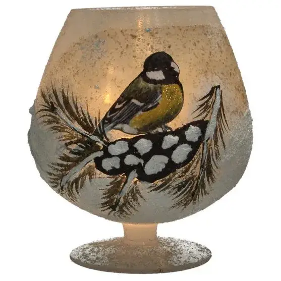Photophore En Verre Mesange 14 Cm