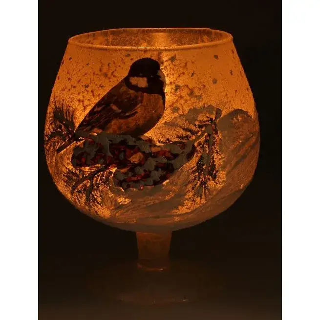 Photophore En Verre Mesange 14 Cm