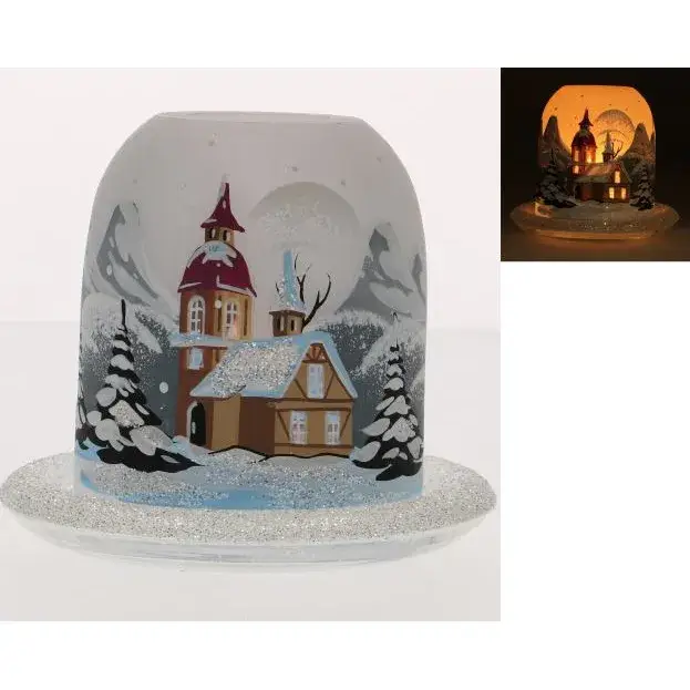Kerstcandelaar witte + theelichtje 12 Cm