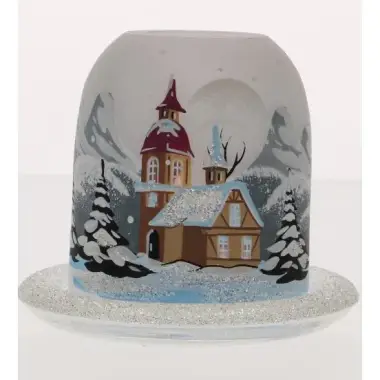 Christmas candle holder white + candle 12 cm