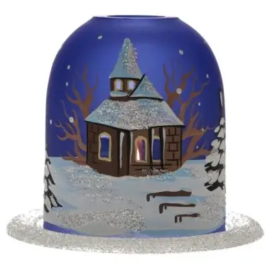 Christmas candle holder blue + candle 12 cm