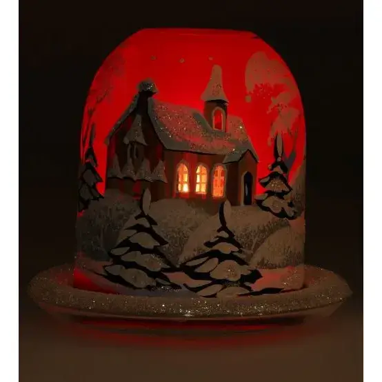 Christmas candle holder red + candle 12 cm