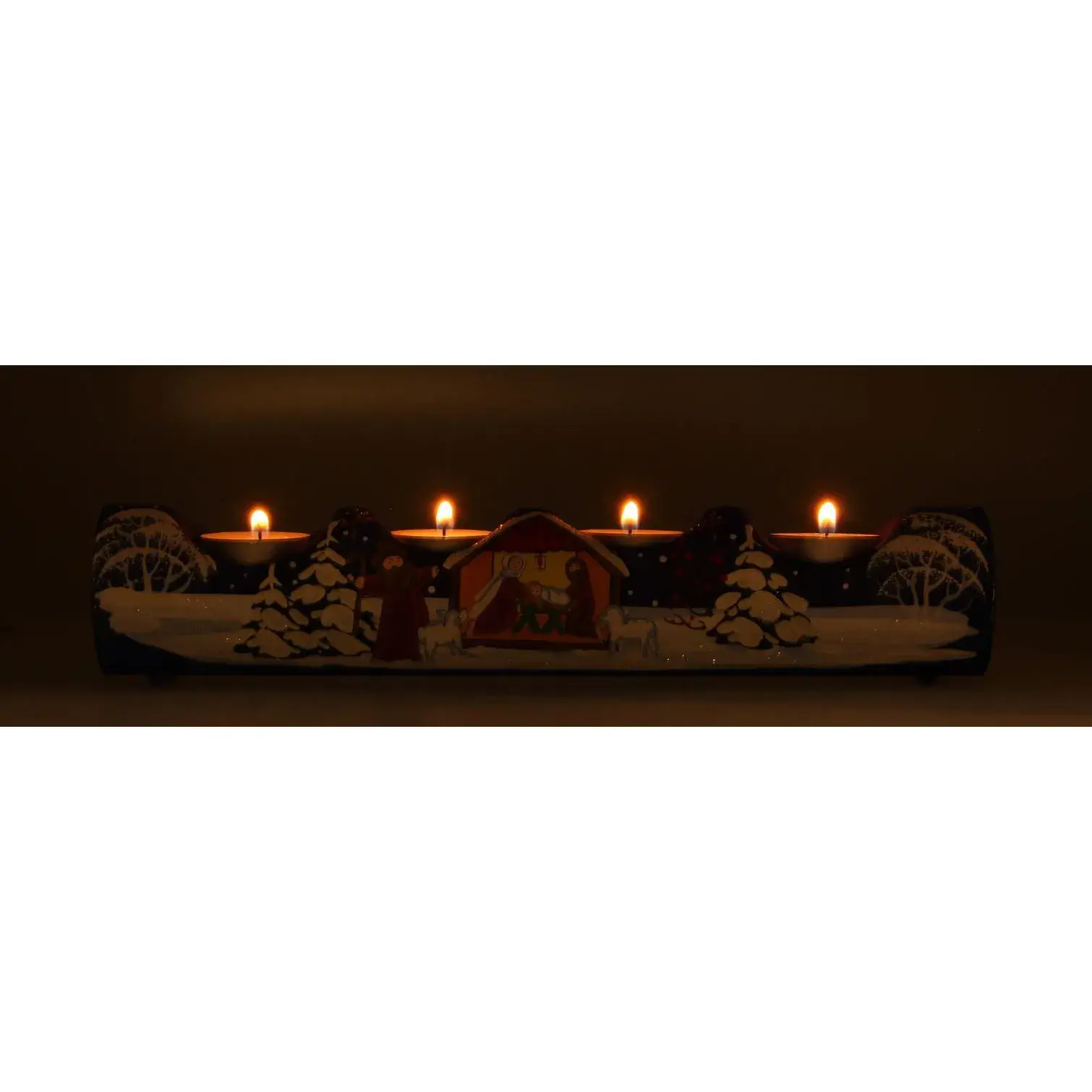 Blue christmas candlestick with 4 candles - christmas nativity