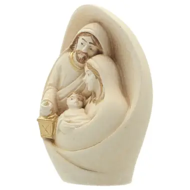 Heilige Familie in albaster 7x5x3 cm gouden versiering