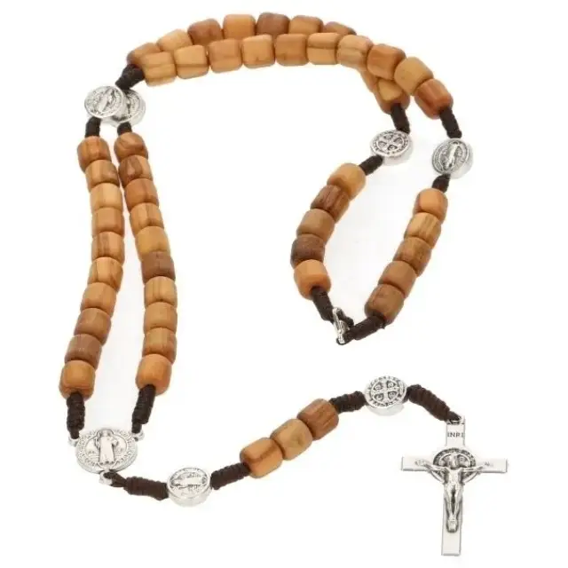 Rozenkrans op koord Olijvenhout + Paters H. Benedictus + Sluiting