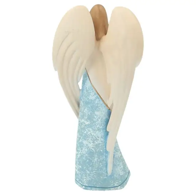 Ange En Bois Sculpte 15 cm bleu