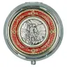 Chapelet argenté St Michel + Boîte métal émail rouge