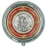 Chapelet argenté St Michel + Boîte métal émail rouge