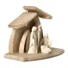 Crèche de Noël moderne en bois et Sainte Famille 7 cm