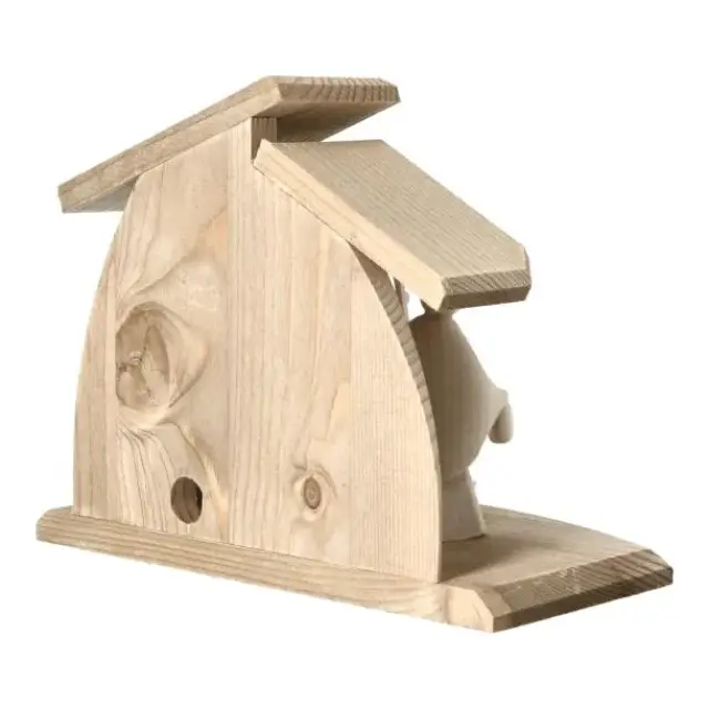 Crèche de Noël moderne en bois et Sainte Famille 7 cm