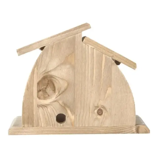 Crèche de Noël moderne en bois et Sainte Famille 7 cm