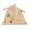 Crèche de Noël moderne en bois et Sainte Famille 7 cm