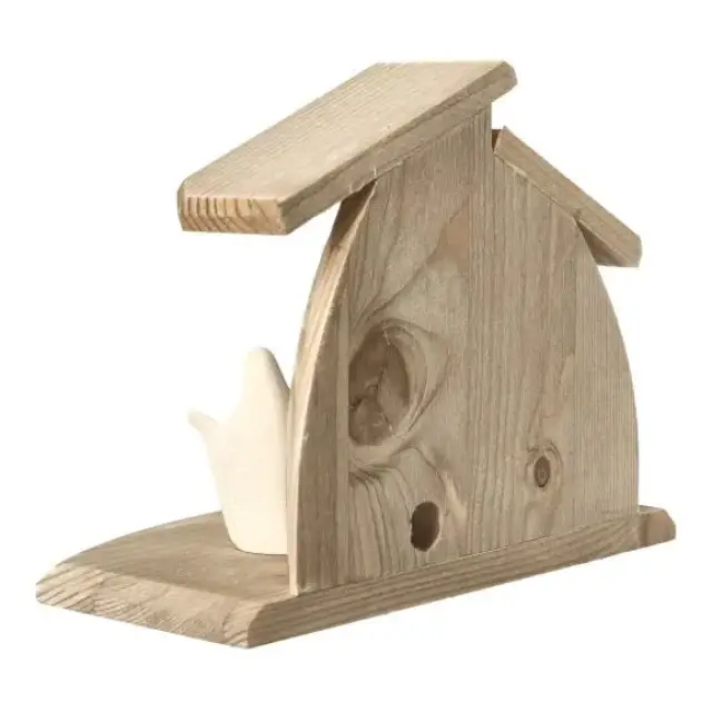 Crèche de Noël moderne en bois et Sainte Famille 7 cm