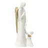 Guardian angel figurine with child – white and gold, 16 cm