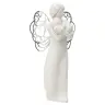 Resin angel with hearts and metal wings, 21 cm