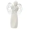 Resin angel with hearts and metal wings, 21 cm