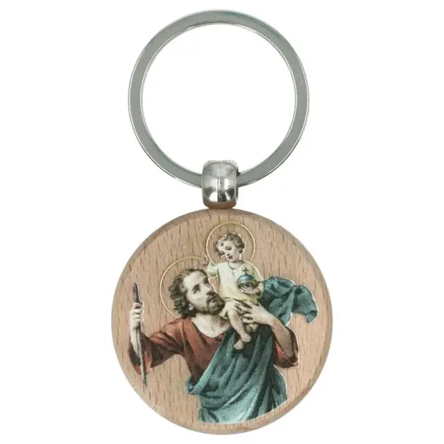 Porte-Clefs Bois naturel St Christophe