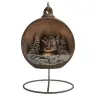 Crèche de Noël dans une boule en céramique sépia 12 cm